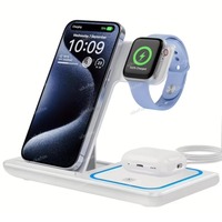 30W 3 in 1 Wireless Charger Stand LED Induction Fast Charging Station For iPhone 16 15 14 13 12 Apple Watch 10 9 8 7 6 5 Airpods