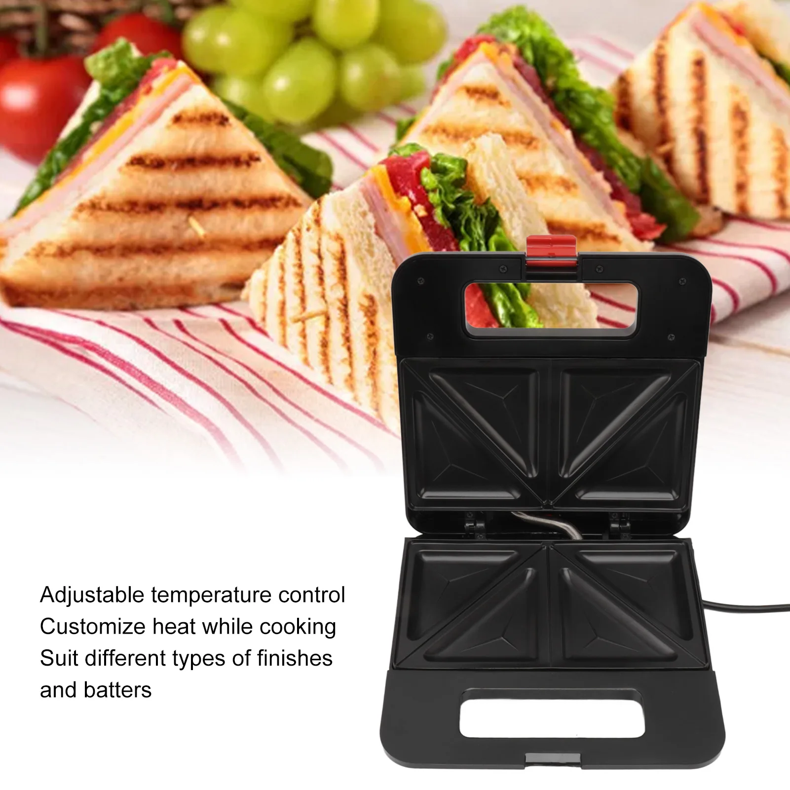 

750W Home Small Roast Steak Machine Hamburger Electric Waffle Sandwich Maker Non Stick Surface Grill Toaster Breakfast Machine