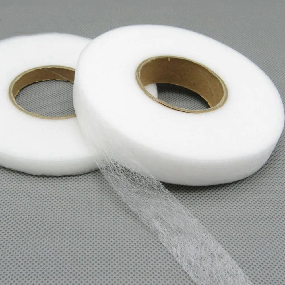 4 Rolls Double-Sided Fusible Interlining Tape White Non-Woven Adhesive Fabric Hemming Seam Repair Clothing Accessories Strip