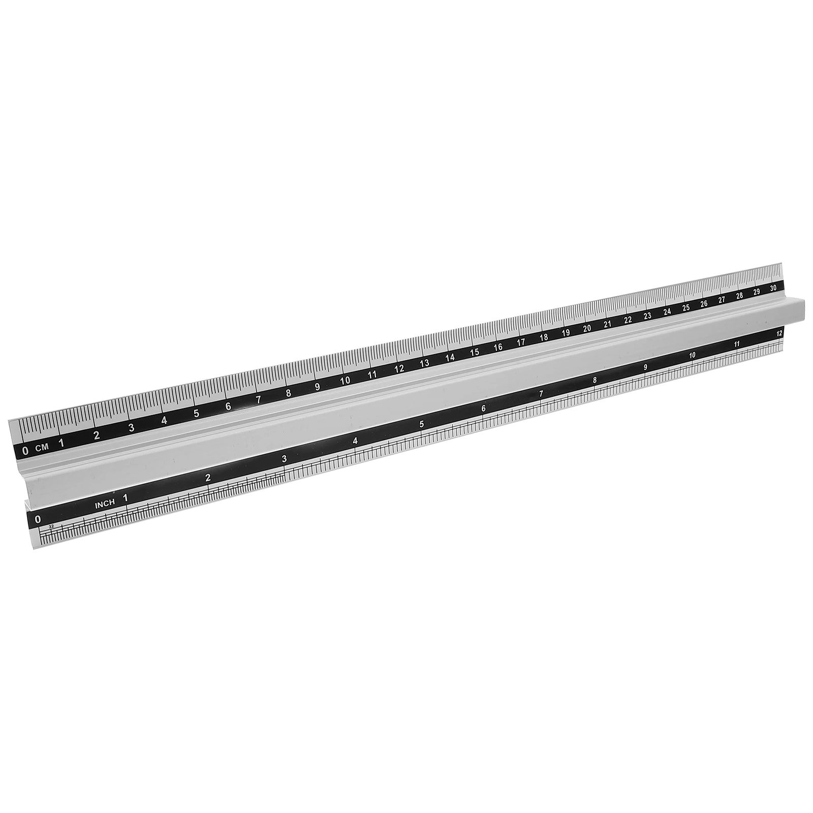 12Inch Aluminum Ruler Compact Lightweight Clear Scale Drawing Tool for Students Teachers Geometry Office Supplies