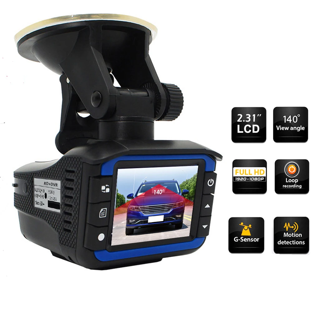 Car DVR Camera Recoder 2 IN 1 VGR3 150 degree lens detection FHD 720P Night Version video Recorder English or Russian Language