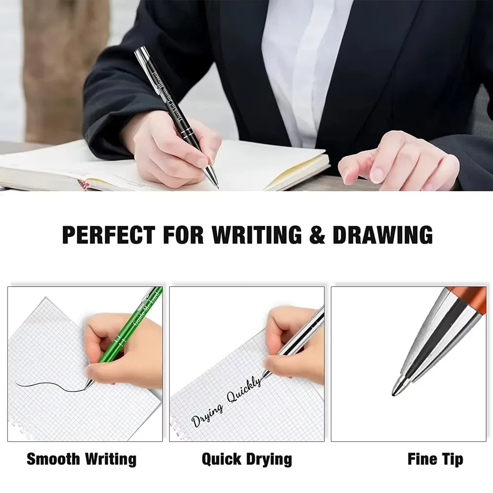 Hot Selling 100/50/20Pcs Personalized Advertising Custom Logo Metal Ballpoint Pen with Engraving Laser Brand for Promotional Gif view 6