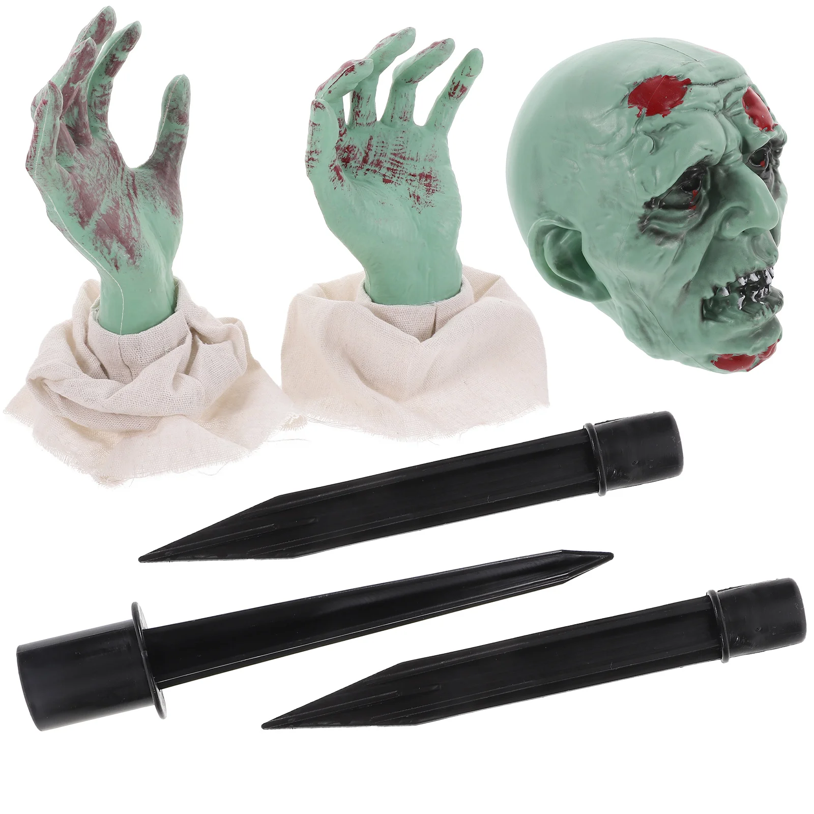 مجموعة واحدة من زينة حديقة الهالوين ذات الرأس الواقعي لتخطيط المشهد المخيف في الهواء الطلق وديكورات حديقة الهالوين