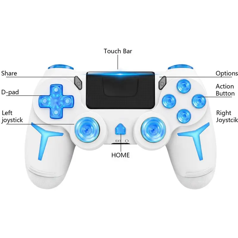 2026 New For PS4 PS3 RGB Wireless Gamepads LED Light Bluetooth Game Controller Console PC 6Axis Gyroscope Dual Vibrations A