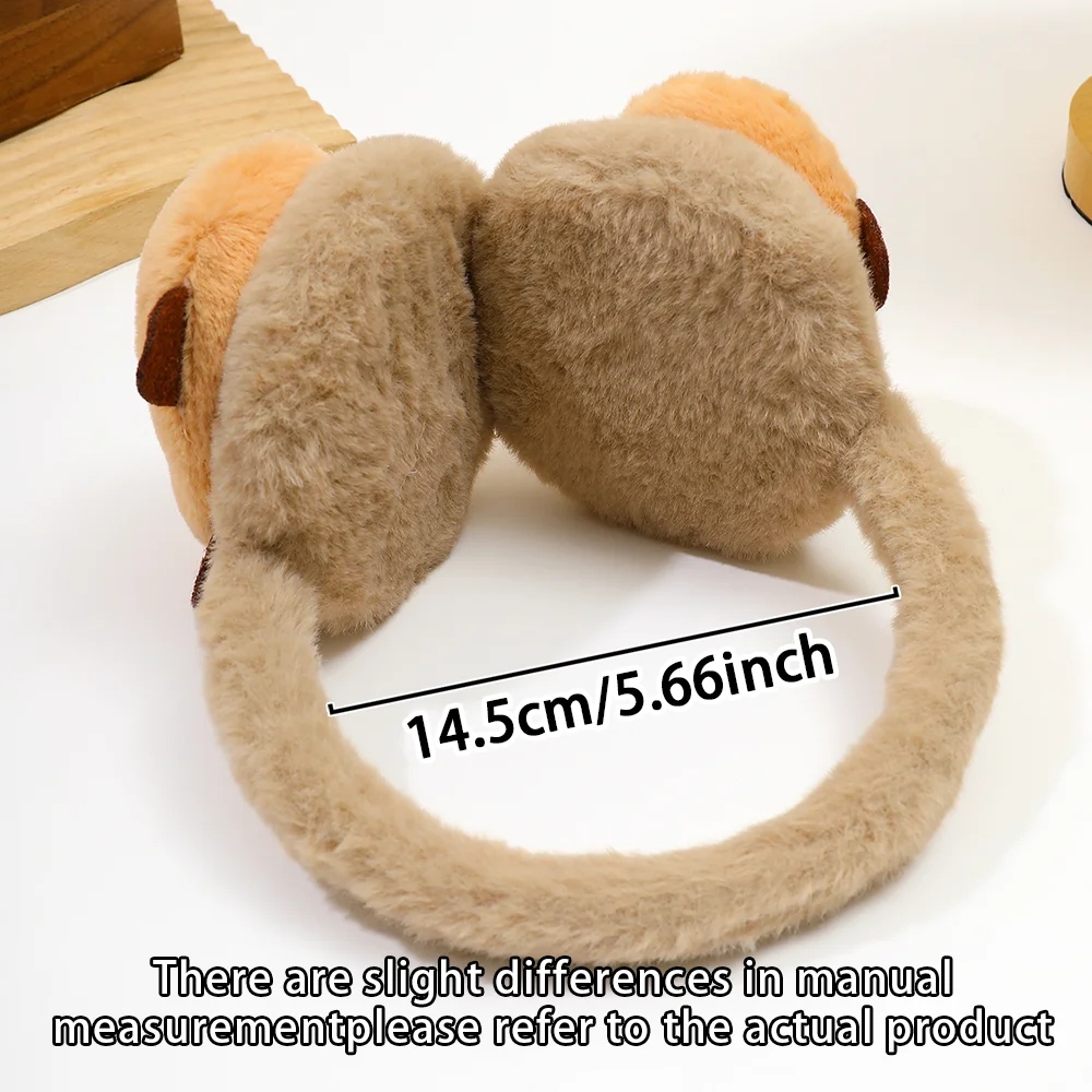كابيبارا شفاء غطاء للأذنين |   غطاء للأذنين دافئ من القطيفة، تصميم لطيف ثلاثي التعبير، دافئ وجميل في الشتاء
