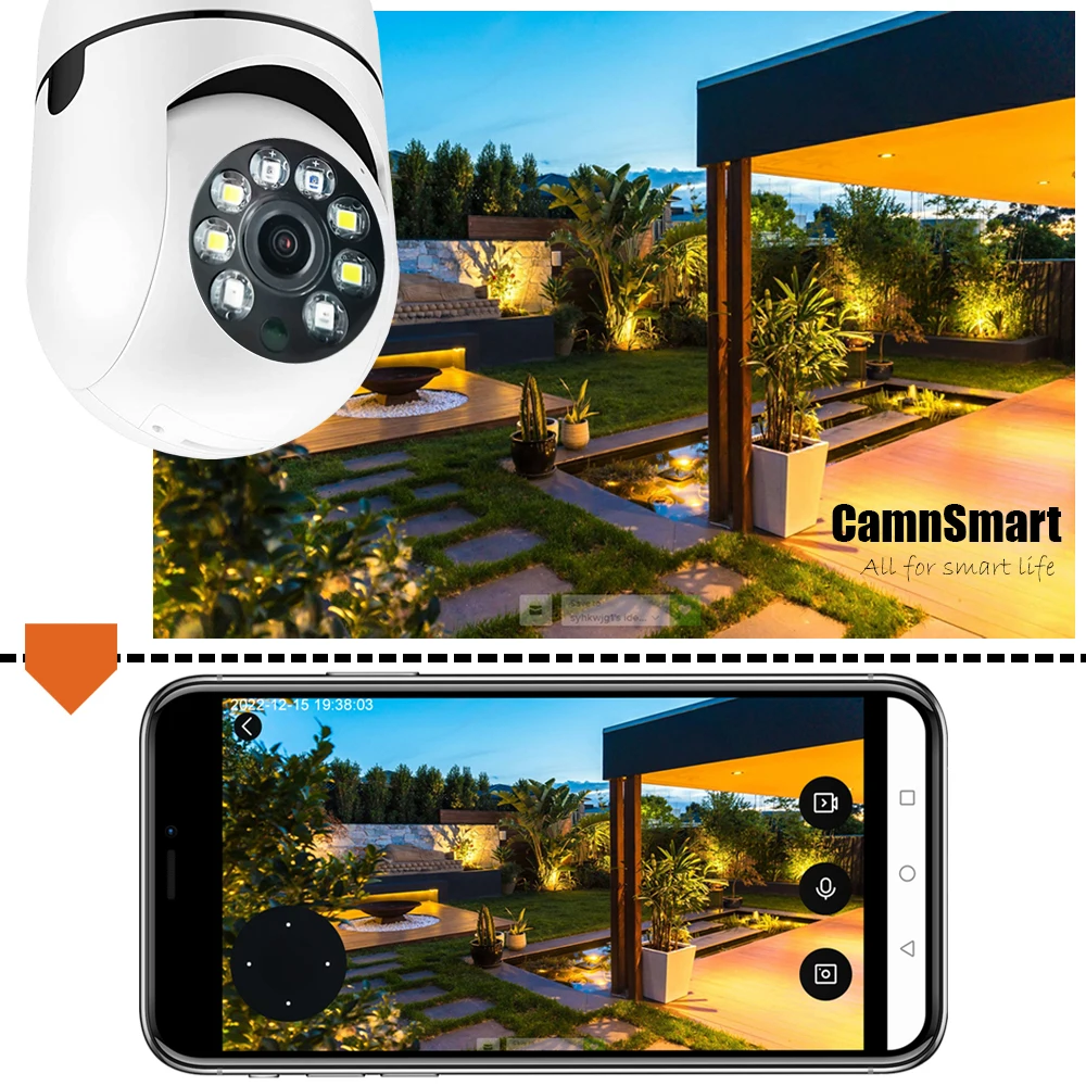6MP Tuya E27 Bulb Camera WIFI PTZ Video surveillance Baby Monitor Color Night Vision Indoor Smart Life APP Control IOS Android