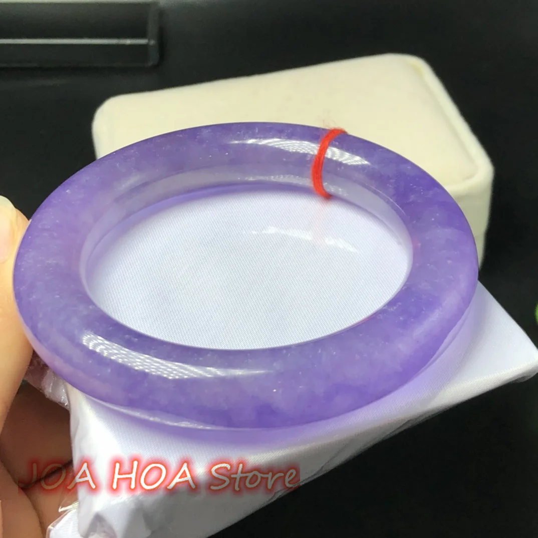 Natural Jade Ice Seed Full Purple Perfect Bracelet Permeable Moist Bar Get Started Beautiful Jadeite Bangle Women Fine Jewelry