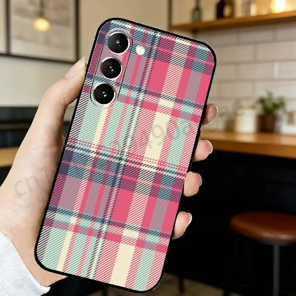 Beautiful Plaid Fabric Pattern Phone Case For Samsung GalaxyA53,51,72,73,31,30,42 Soft Silicone Phone Protective Case