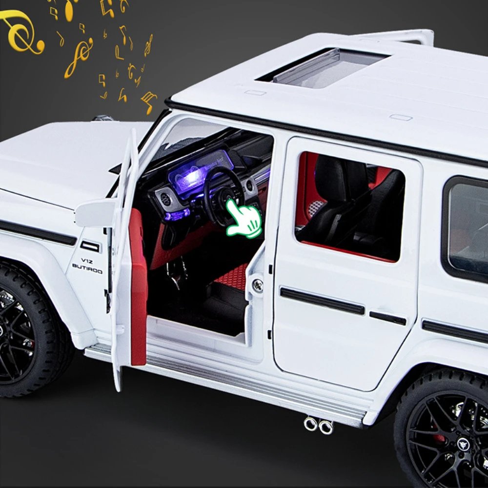 1:18 Mercedes Benz G63 Off-road vehicle Simulation Diecast Metal Alloy Model car Sound Light Pull Back Collection Kids Toy Gift