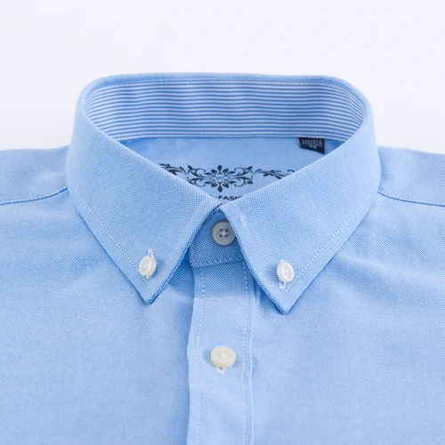 Imagen 2 del producto Camisa lisa de mezcla de algodón elegante para hombre, camisa formal de manga larga con botones y solapa transpirable de ajuste Regular para actividades de negocios