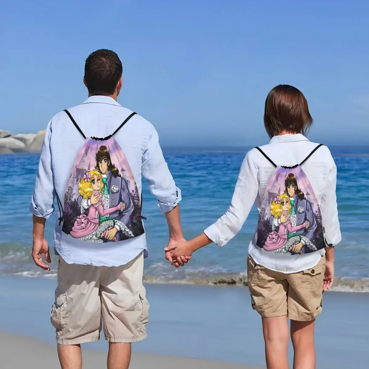 Сумка на шнурке с конфетами на заказ для покупок, рюкзаки для йоги, женские и мужские рюкзаки в стиле аниме, манга, спортивный рюкзак для спортзала для девочек