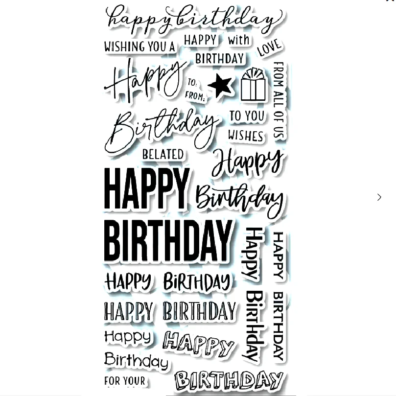 2022 novo inglês feliz aniversário carimbo de silicone transparente/selo para diy scrapbooking/álbum de fotos decorativo selo claro