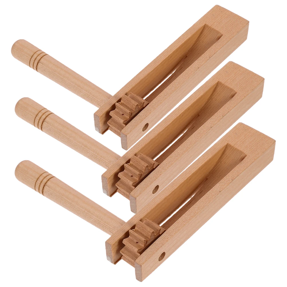 

3pcs Wooden Castanet Long Handle For Children Clear Sound Educational Percussion Instrument Kids Early Learning Handheld Ratchet