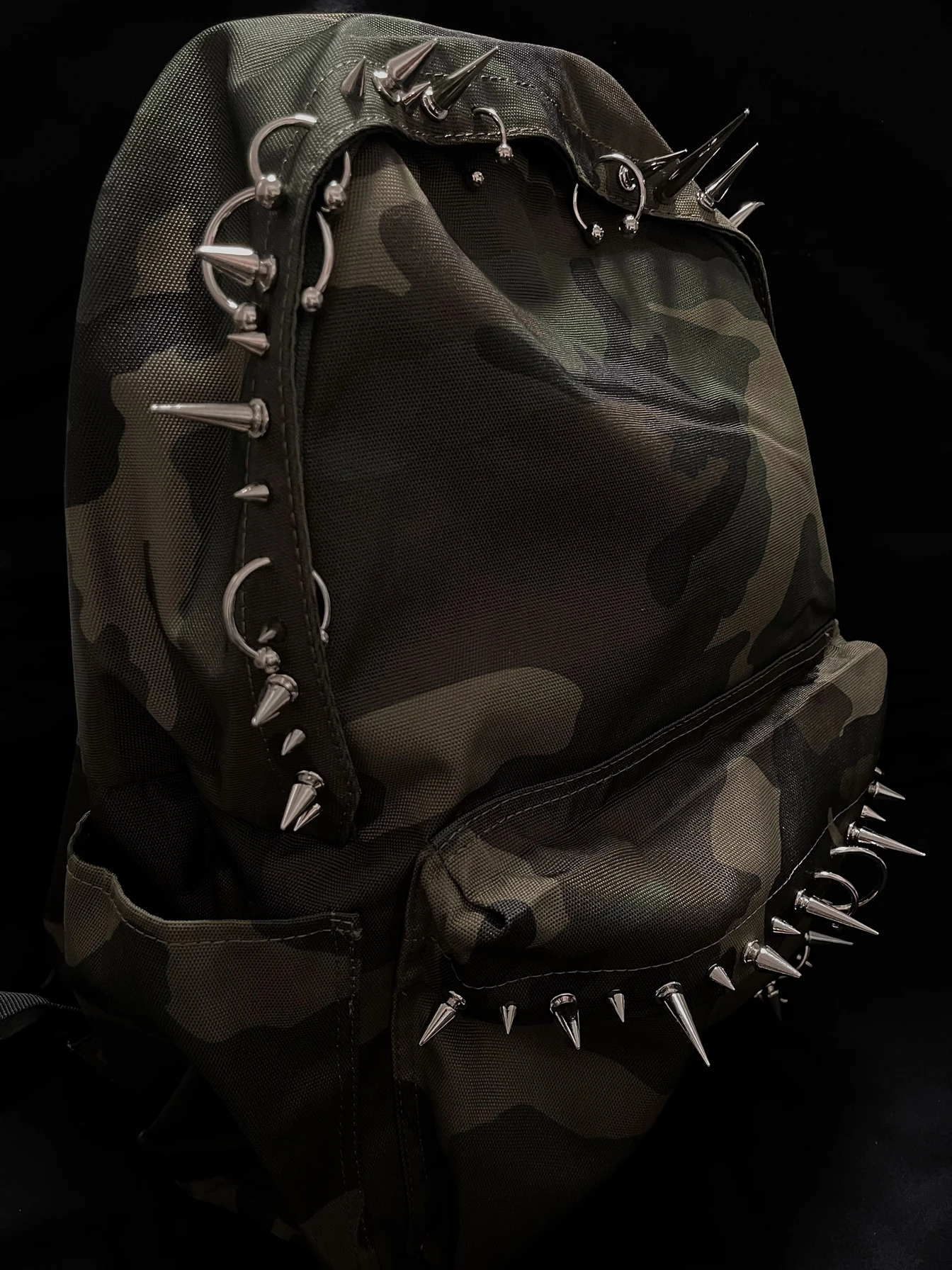 punk rivet camouflage print backpack men's bag fashion women's bag designed  backpacks