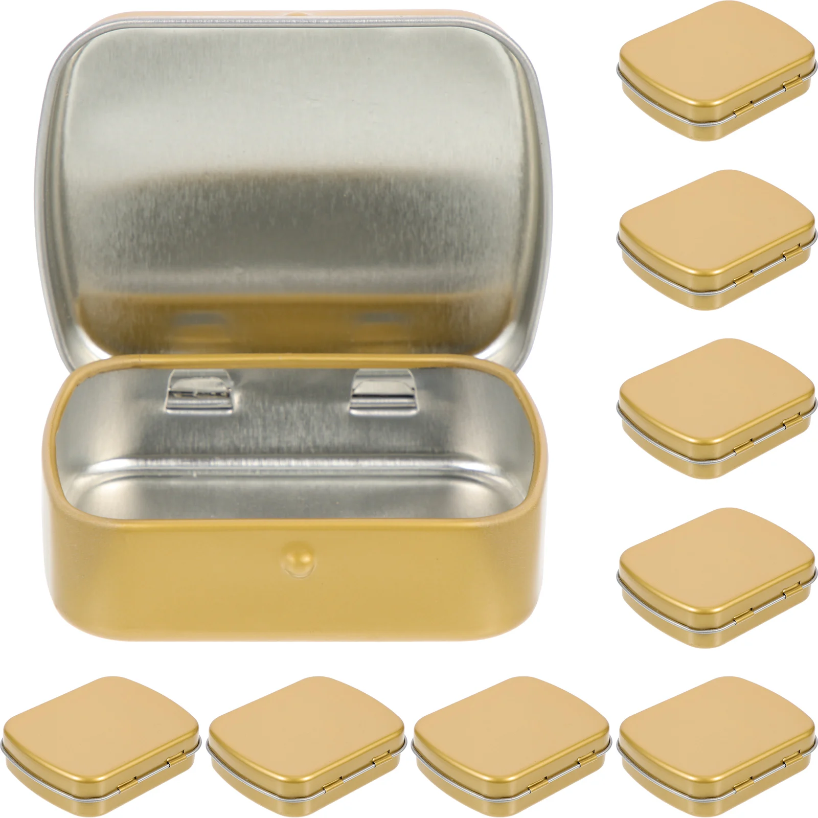 

10Pcs Small Tin Box High-Grade Iron Organizer Candy Storage Container Durable Flip-Type Rectangular Case Jewelry Craft Pills