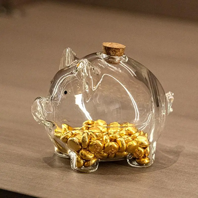Mini pot d'argent cochon, boîte à haricots dorés, pot Transparent en forme de cochon, banque de pièces de monnaie Portable, boîte d'épargne transparente, cadeau