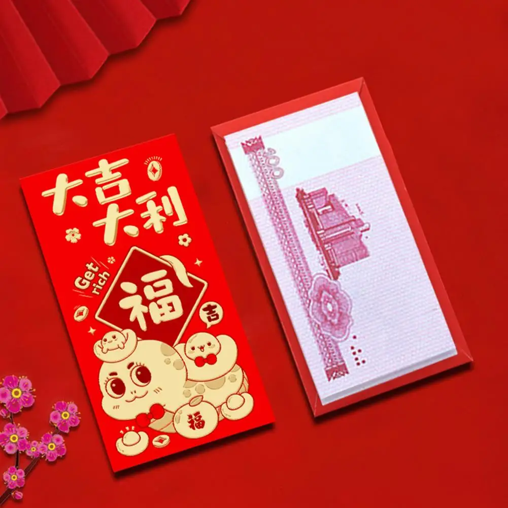 6 Pcs Red Envelopes 2025 Chinese New Year Red Money Packets Snake Theme Lucky Money Packets for Spring Festival Celebration