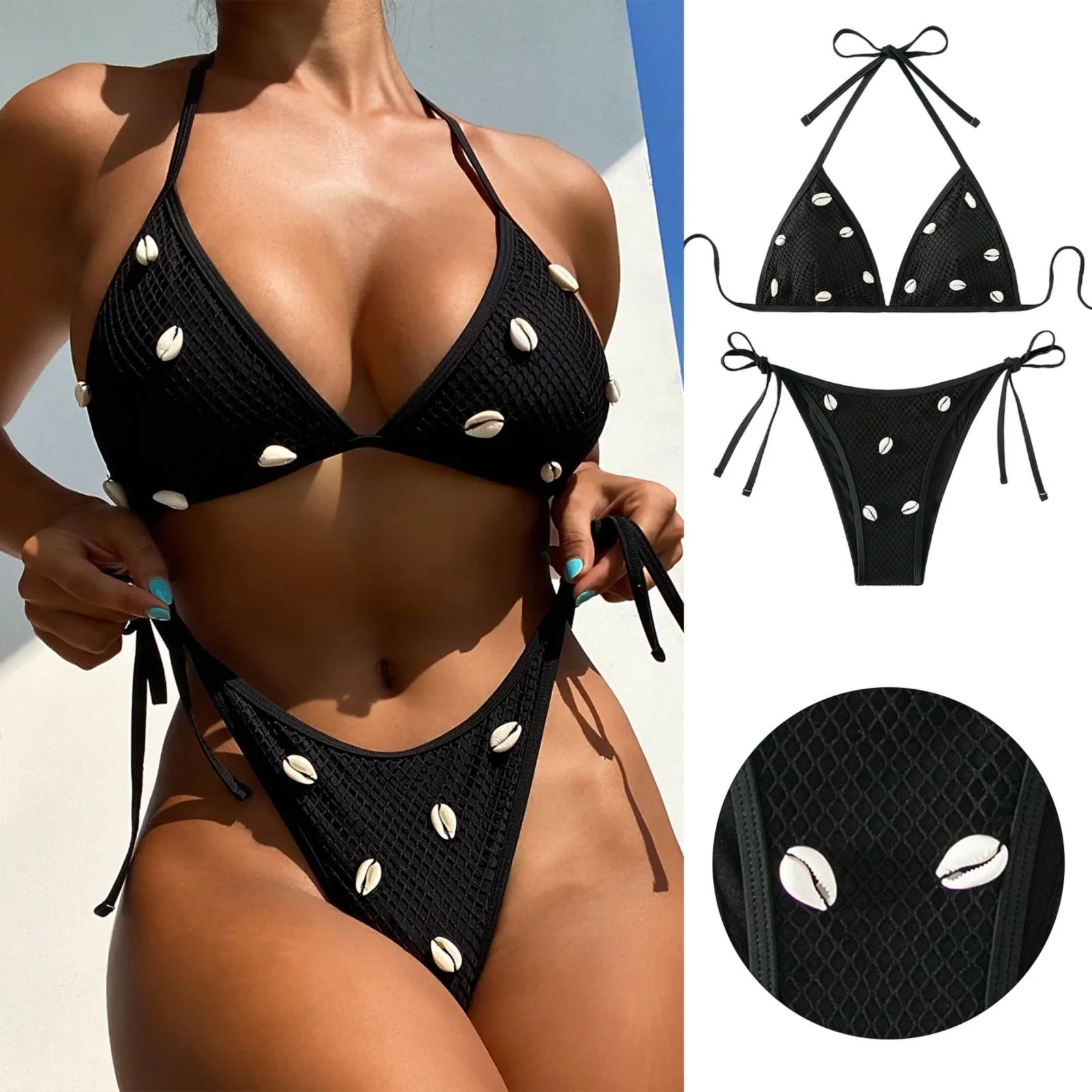 Hot Diamond Crystal Jewelry Swimsuit Women's Sexy Swimsuit Lace Up Beach Bikini pool High Waist Bikinis Brazilian