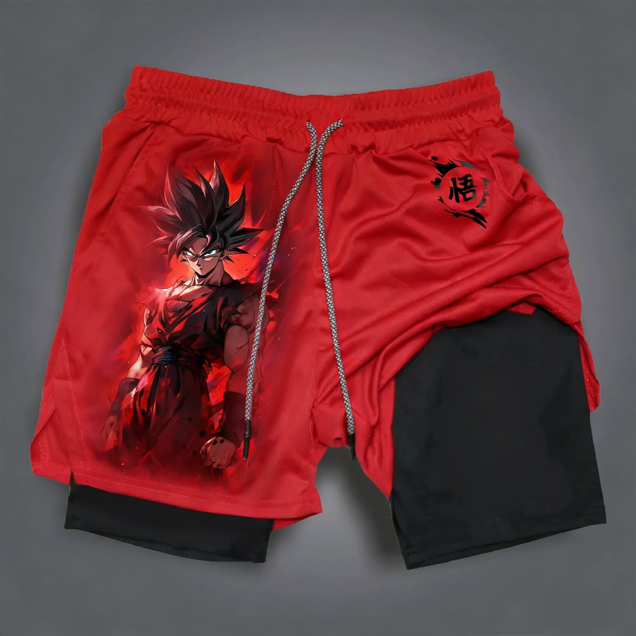 

Bandai Dragon Ball Goku Printed Double-layer Shorts, Loose Men's and Women's Summer Sweat-wicking and Breathable Sports Shorts
