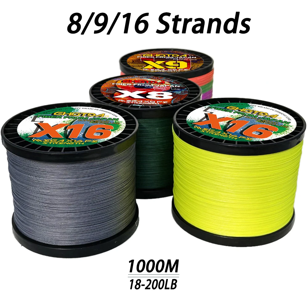 Japan High Quality 8-91kg Material 8/9/16 Strands Braided Fishing Line Super Smooth Multifilament PE Saltwater Line 18-200lb