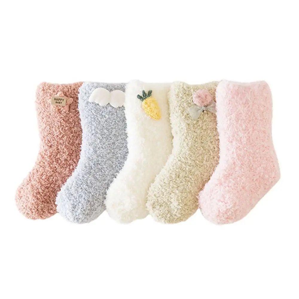 

New Coral Fleece Socks Shoes Warm Soft Toddler Shoes Anti Slip Newborn Floor Socks Winter