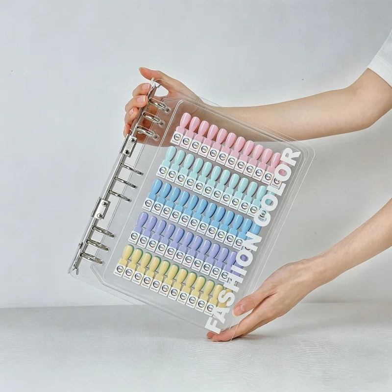 Magnetic Acrylic Nail Display Book High Clear Nail Swatch Chart 78-450 Colors Reusable False Nail Tip Color Sample Organizer