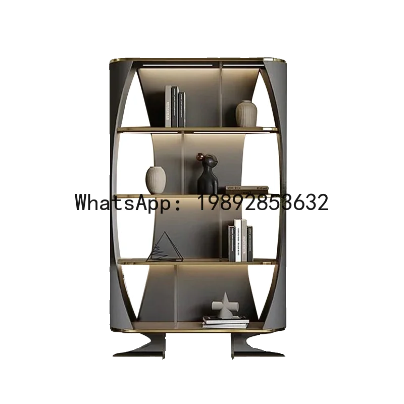 A1  Light Luxury Storage Rack Simple Modern Art Stainless Steel Bookshelf Floor Iron Office Bookcase
