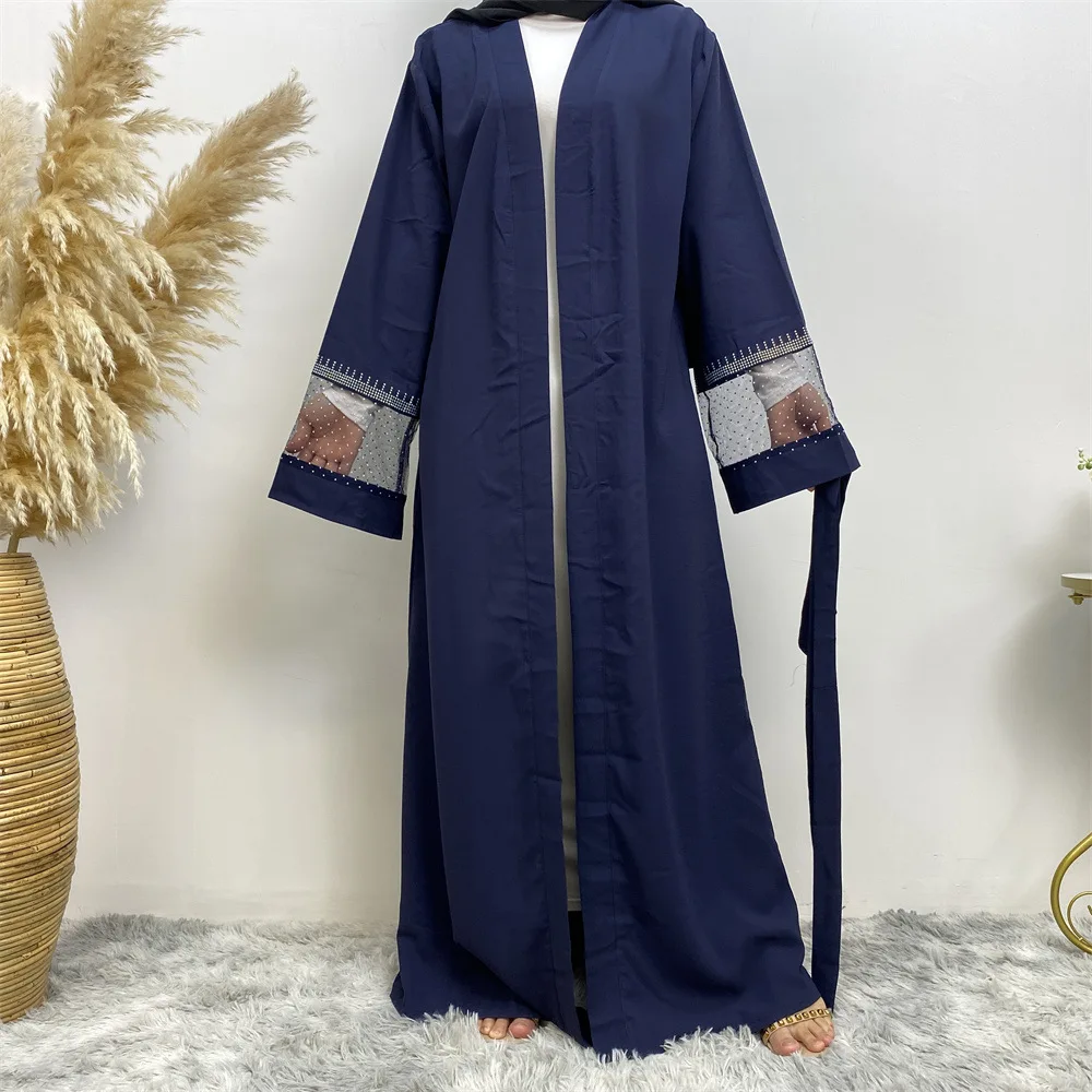 Eid Ramadan Abaya Aberto para Mulheres, Vestido Maxi Muçulmano, Kaftan, Dubai, Turquia, Islamismo, Jalabiya, Bordado, Robe Kebaya, Longue Femme