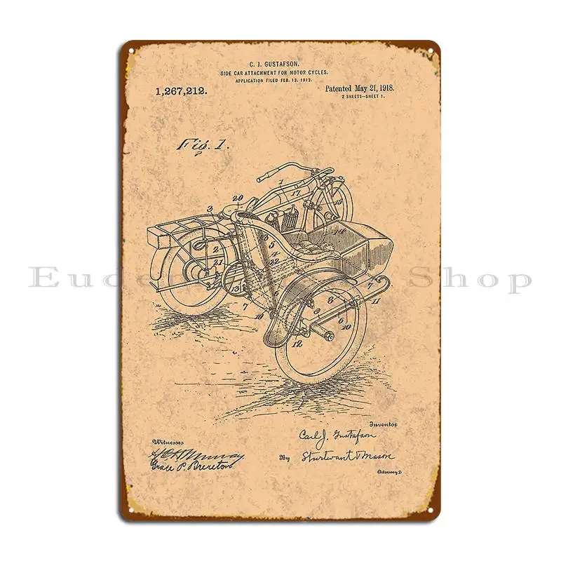 Винтаж 1918 года, боковой автомобиль, патент, художественный изобретенный металлический знак, украшение для гаража, клубные таблички, персонализированный жестяной знак, плакат Винтаж 1918 года, боковой автомобиль, патент, художественный изобретенный металлический знак, украшение для гаража, клубные таблички, персонализированный жестяной знак, плакат