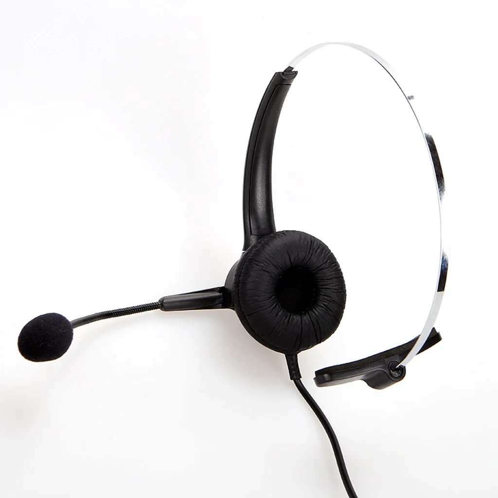 Customer Service Hotline Headset Headset PhoneMono-ear Wired Landline Phone Earbuds Handle Wired Headset with Microphone