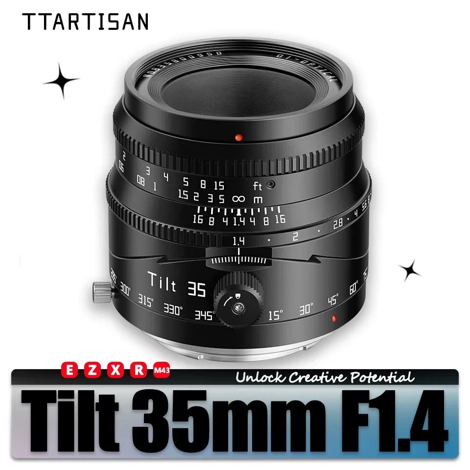 TTARTISAN APS-C Tilt 35mm F1.4 Große Blendenöffnung Kameraobjektiv für Porträtfotografie mit Sony E Fujifilm X Nikon Z Canon RF M43