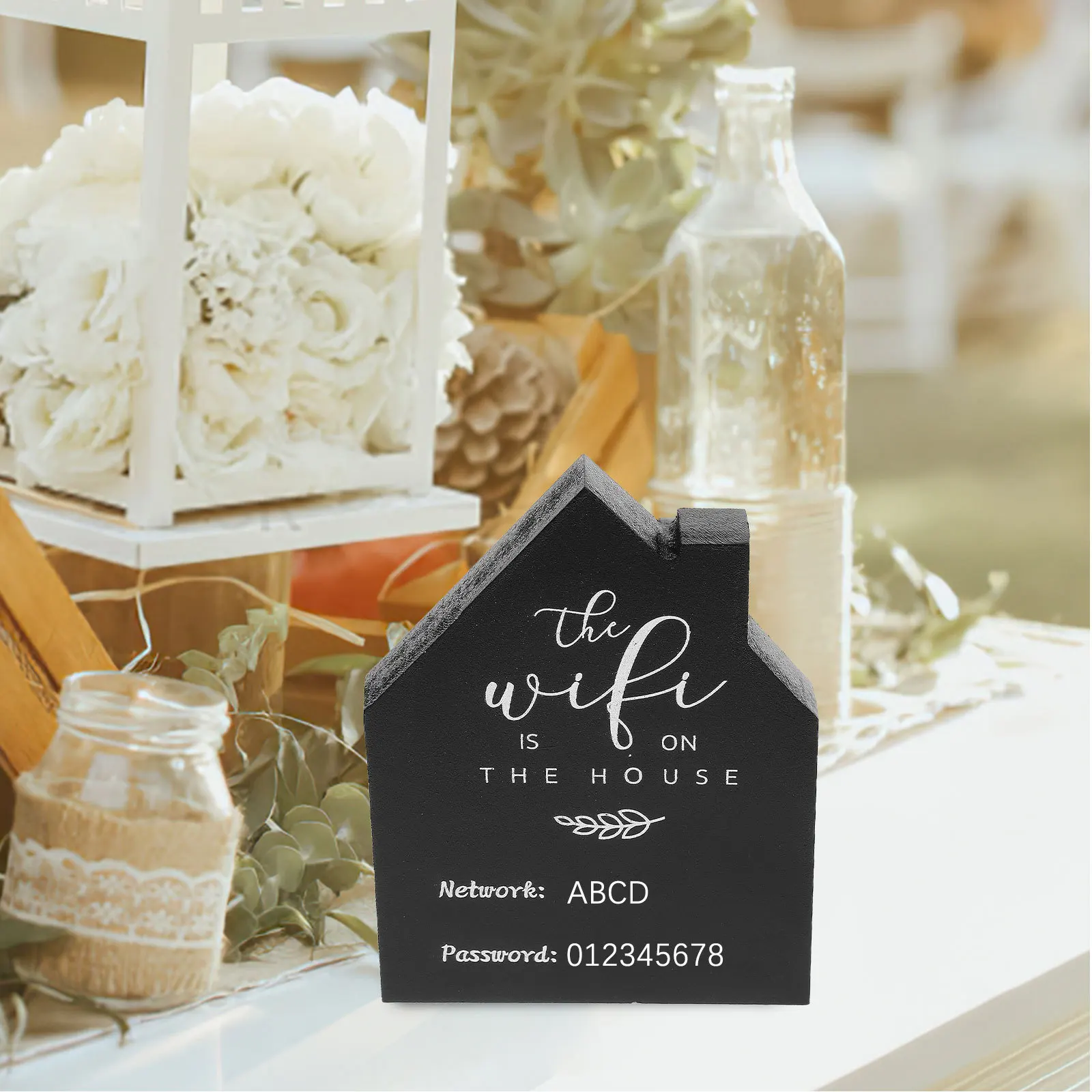 WiFi 비밀번호 표지판 가정 사무실 카페 호텔 무선 네트워크 디스플레이용 아크릴 경량 WiFi 비밀번호 보드 표지판