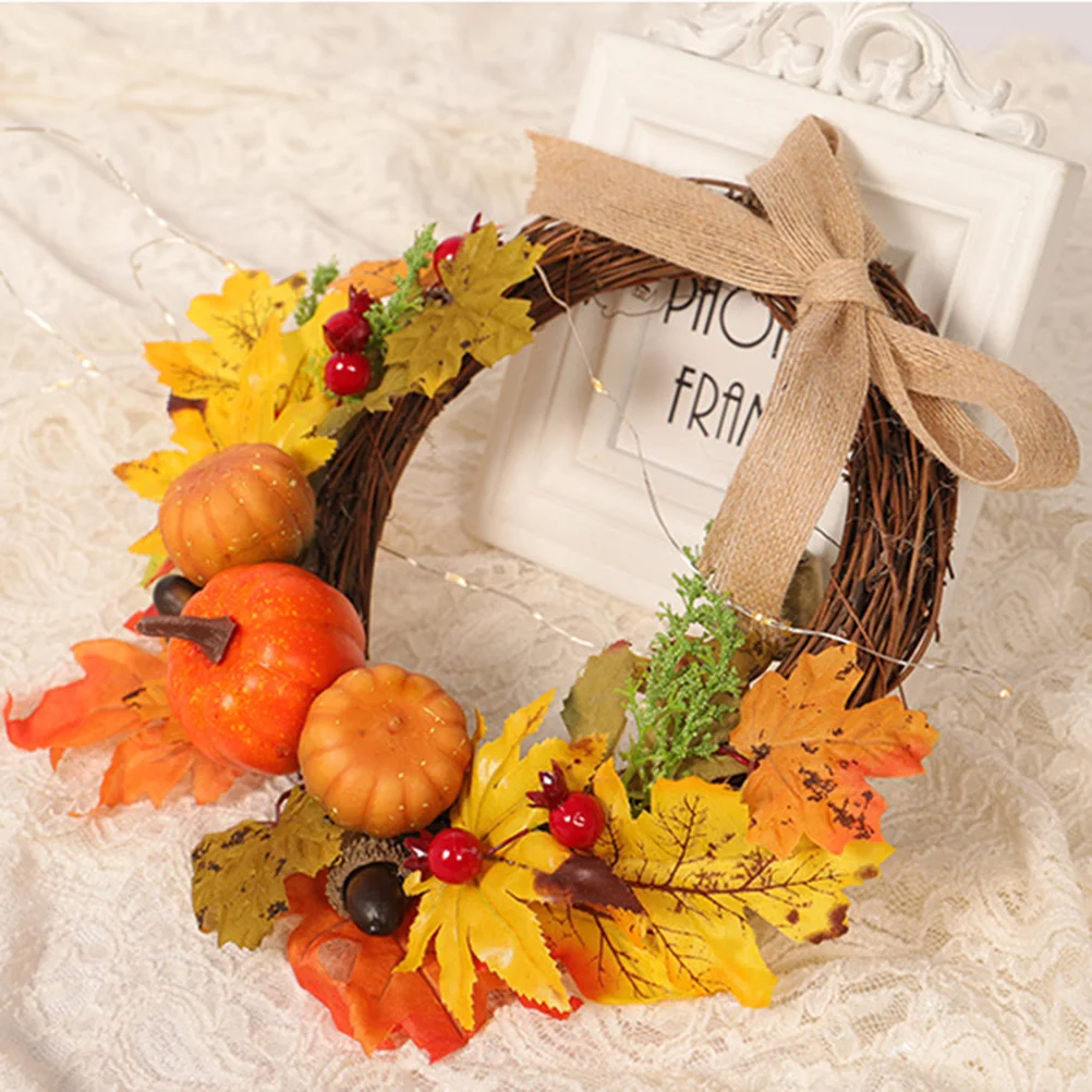 

Wreath Fall Door Pumpkin Garland Maple Thanksgiving Wreaths Autumn Leaf Front Decorations Artificial Harvestdecor Christmas