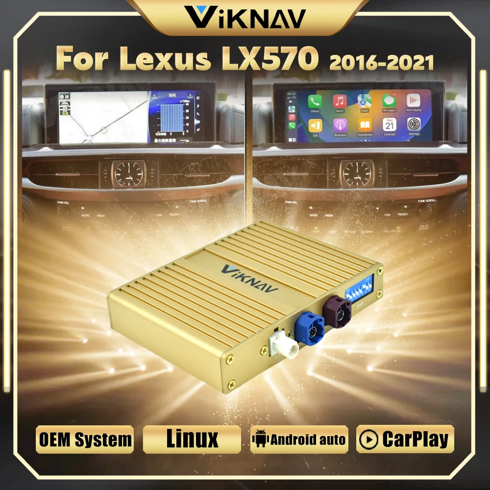 Viknav Linux Interface Decoding Box Fit For Lexus LX570 2016-2021 Wireless CarPlay Android Auto Upgrade Decoder Box