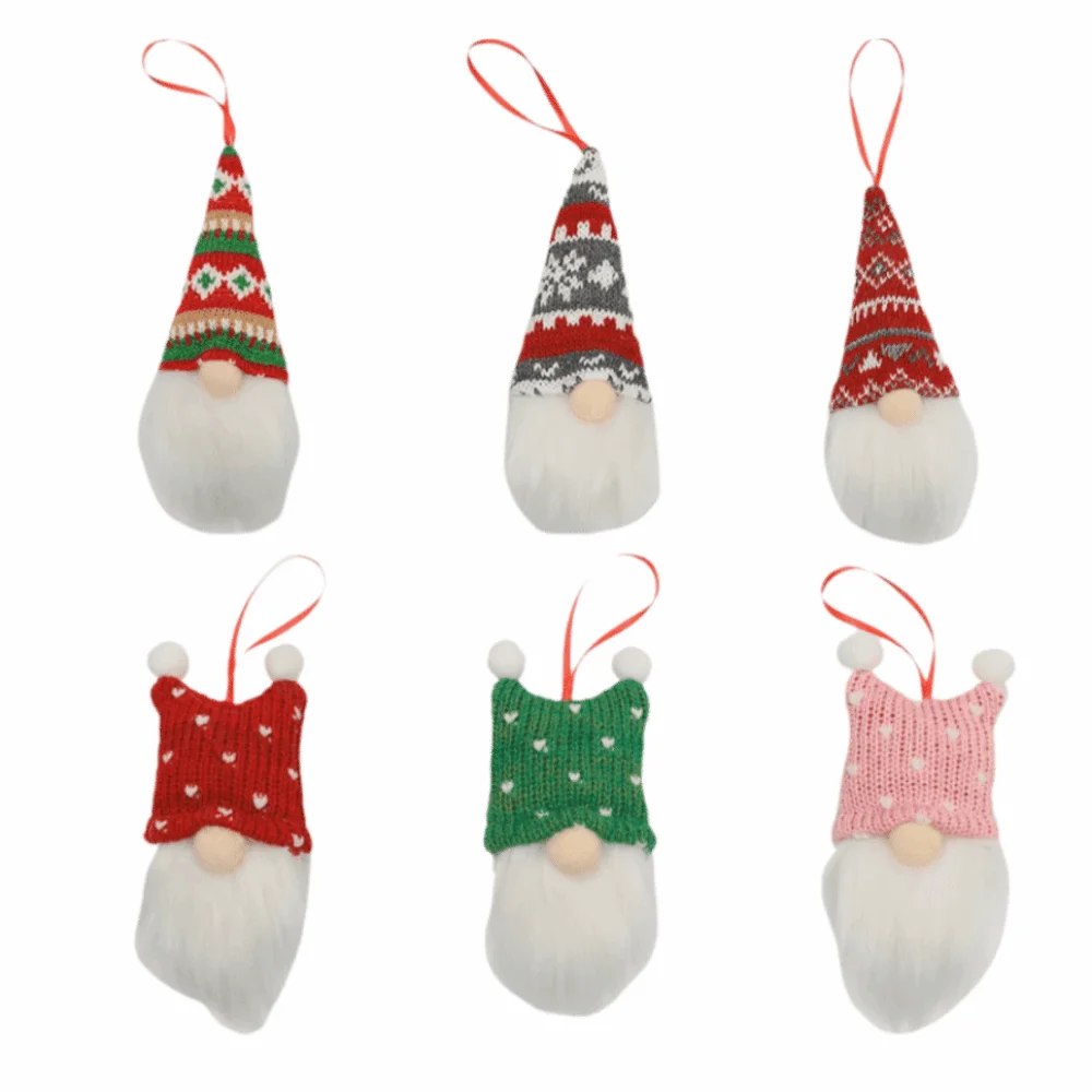 

3/6Pcs Creative Christmas Decoration Pendant Faceless Doll Handmade Knitted Yarn Doll Hanging Pendants Plush Gnomes Easy To Hang