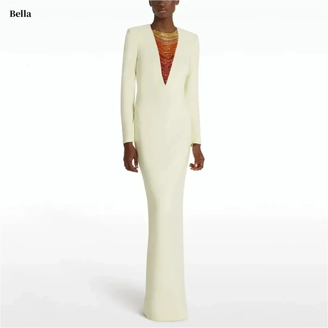 

Bella Customized Wine Red Halter Neck Lace Appliqué High Slit Satin Elegant Maxi Party Dresses robes de soirée Prom Dress 2025