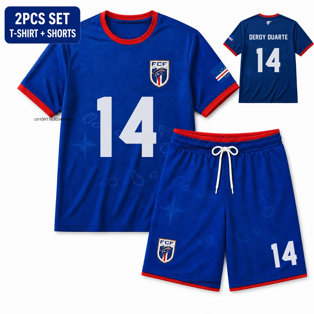 2026 Kap Verde Kinder Fußball-Trikot-Set Jungen Mädchen Fan Kurzarm T-Shirt Shorts 2-teilig Sport-Trainings-Sommeruniform – Detail 7