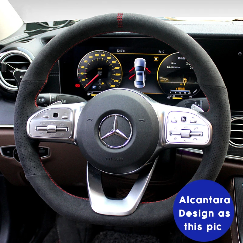 Alcantara Steering Wheel Cover for Mercedes Benz W177 V177 W247 W205 C118 C257 W213 EQA H243 2018-2021