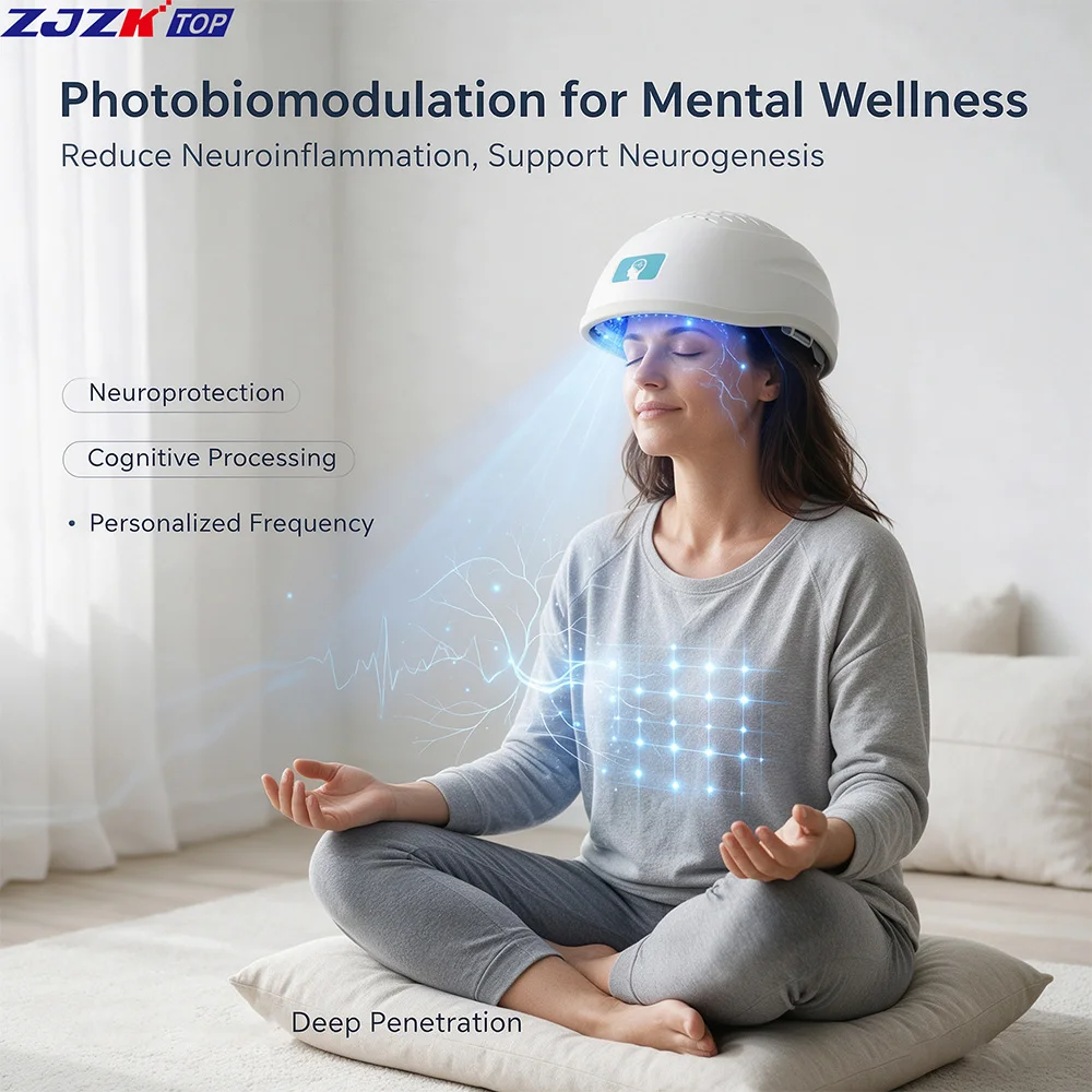 ZJZKTOP Laser Biophoton Brain Therapy Helmet 810nm 448 Diodes PBM Near Infrared Brain Stimulation Device Home Use for Alzheimer
