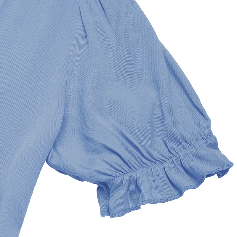 فستان نسائي أزرق فاتح برقبة على شكل V وأكمام قصيرة وأزرار أمامية متدرجة فستان صيفي كاجوال للحفلات بوهو بقصة ضيقة #5