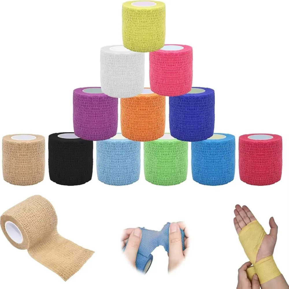 1/6/10/20pcs 5cm*4.8m Gauze Bandage Self-adhesive Breathable Elastic Bandages for Sports Fixing Finger Leg Sports Protector