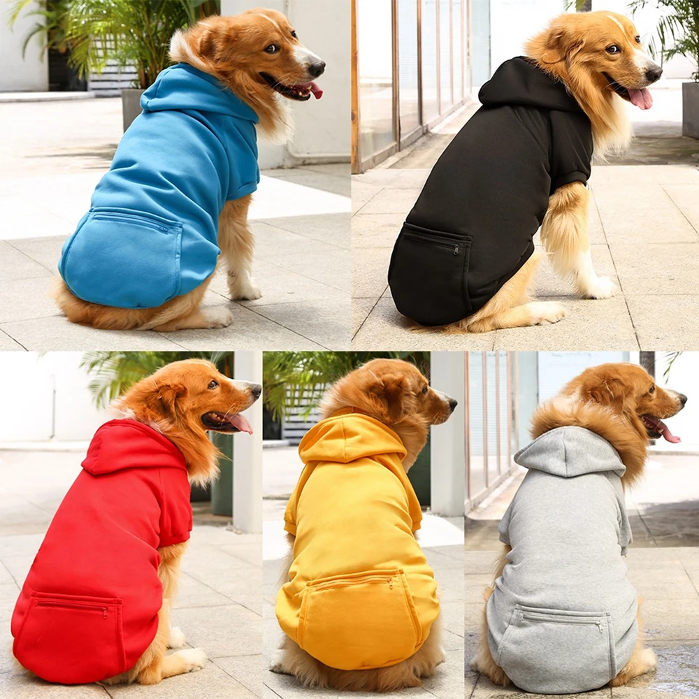 Dog Winter Coat Pet Jacket Pet Dog Hoodies Sweaters with Hat And Pocket Soild Color Windproof Apparel for Small Medium Large Dog