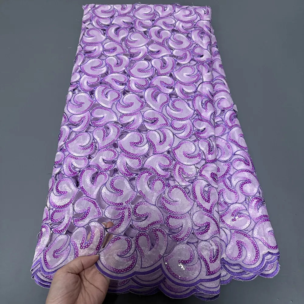 

Высококачественная африканская нигерийская французская гипюровая тюлевая кружевная ткань с пайетками и вышивкой бисером для свадебных и вечерних платьев, 5 ярдов