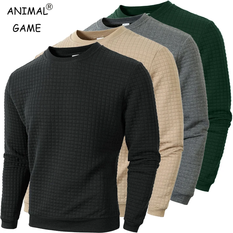 Autumn Men's Crewneck Sweatshirts Soild Color Fall Warm Sweaters Long Sleeve Casual Pullover Shirt Outdoor Lightweight Coats