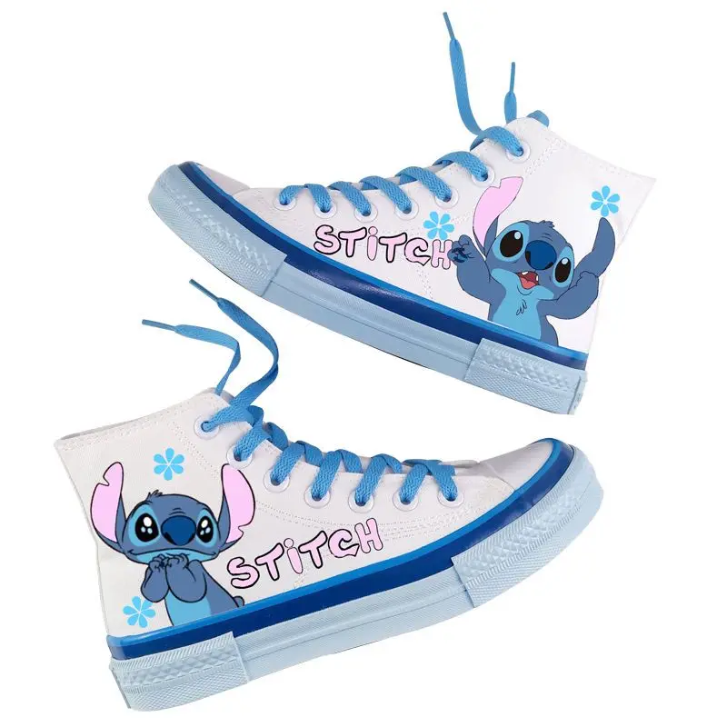 Zapatos de lona con estampado de Lilo & Stitch de Disney, zapatillas deportivas blancas nuevas de tendencia 20224, zapatillas informales para