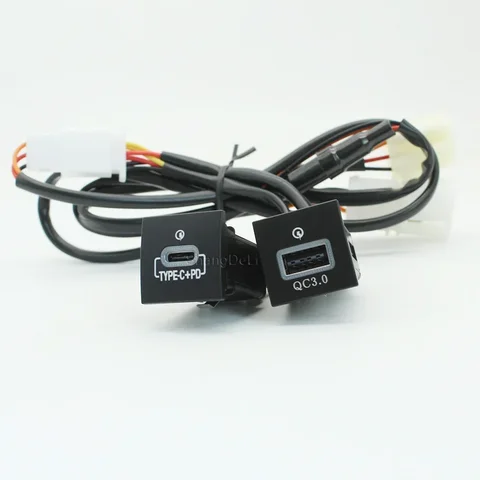Автомобильное USB-зарядное устройство PD Quick Charge QC3.0, адаптер для зарядки телефона, кнопка розетки для Volkswagen Golf 6 Jetta 5 Scirocco 2006-2012