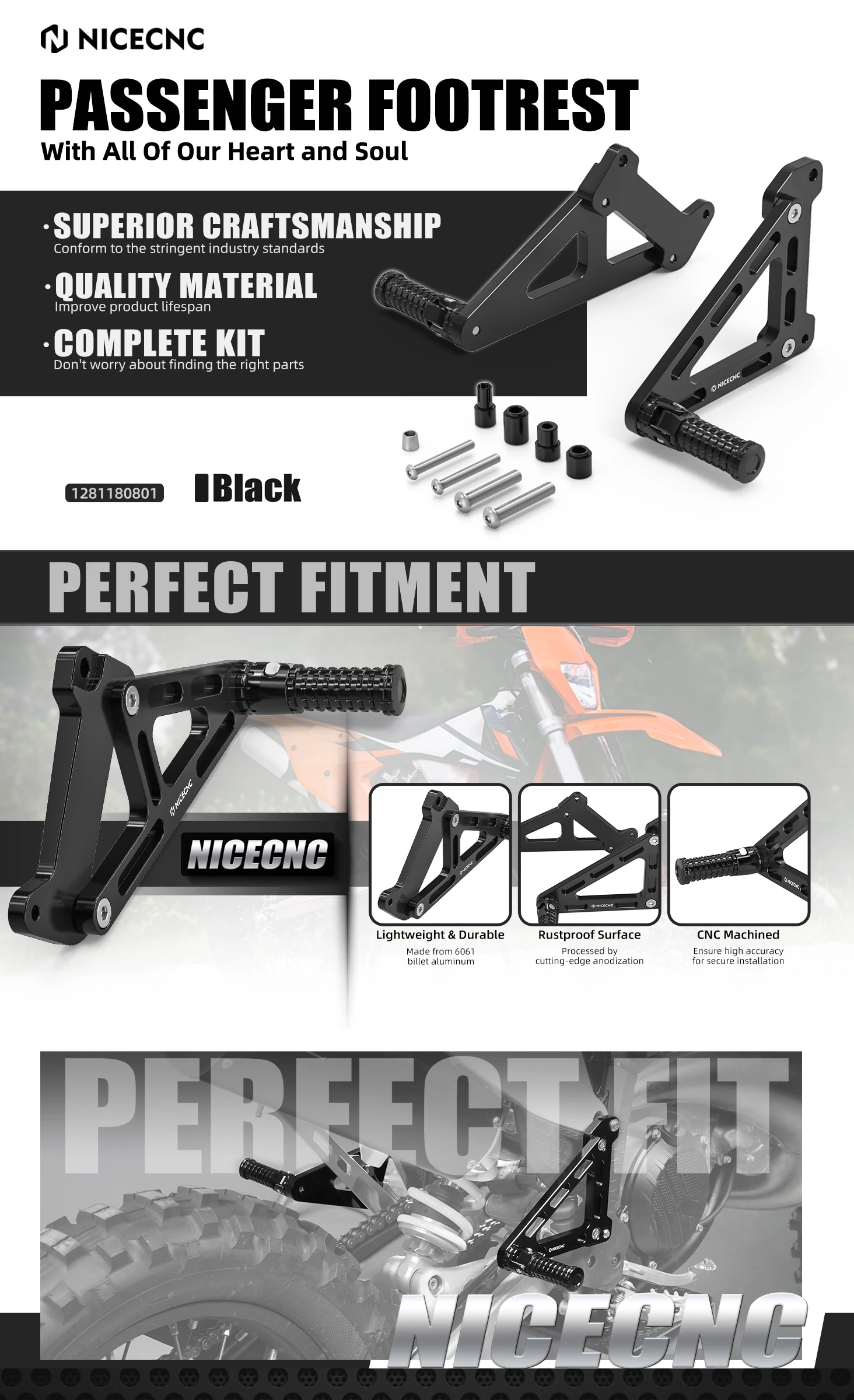 2024 2025 2026 Für KTM EXC 300 EXC 250 EXCF 350 XCW 300 XCF-W Beifahrer-Fußrastenhalterung XCF 350 SXF 250 SXF 450 SX 125 – Detail 1