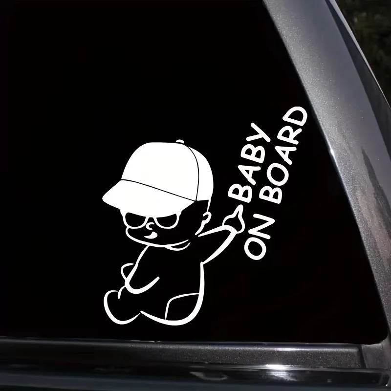 2D Flat, Funny Baby on Board Car Sticker - Cute & Vinyl Decal with 