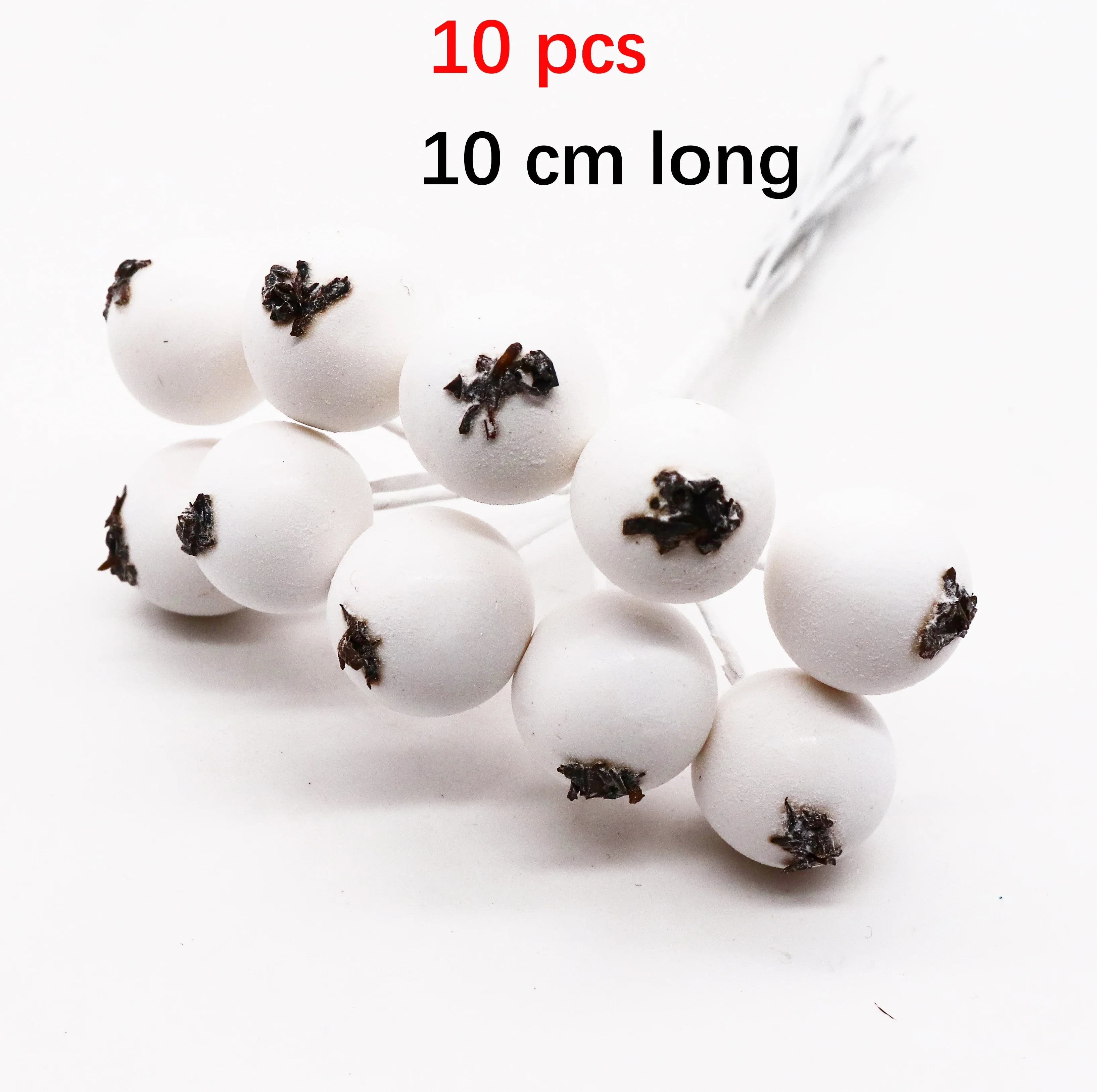 6/10/12/20/24/200pcs White Hybrid Flower Cherry Stamen Berries Bundle DIY Cake Christmas Wedding Gifts Box Wreaths Decor