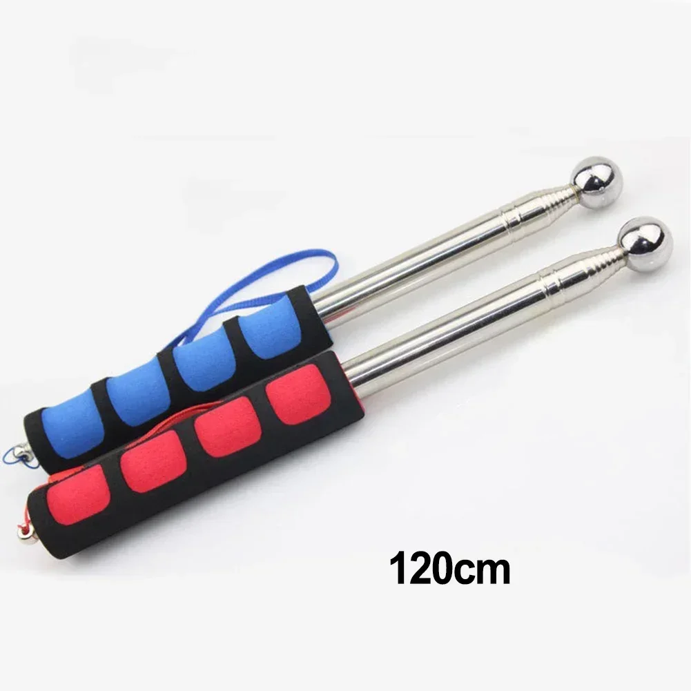 2Pcs 1.2M Telescopic Stainless Steel Flag Pole With Sponge Handle Celebration 120cm Length For Camping Travelling Flag